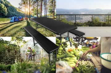 Набор для кейтеринга в саду, банкет, скамейки 180 см, складной стол, чемодан