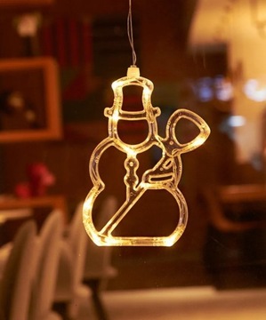 LED SNOWMAN - Светящееся оконное украшение на батарейках - постоянный свет 20см