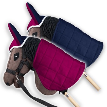 Попона двостороння і навушники Skippi для Hobby Horse - фуксія і темно-синій