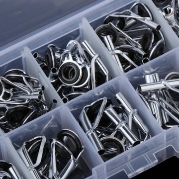 Набор из 80 направляющих из нержавеющей стали для удилищ.