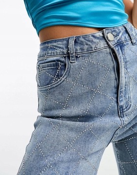 JEANS ZDOBIENIE POŁYSK P9T NG3__M SIMMI CLOTHING PROSTE SPODNIE