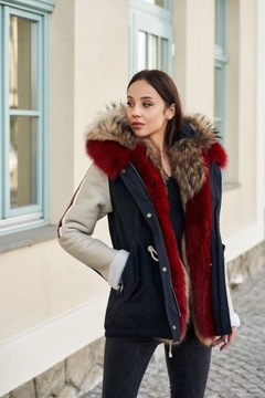 Kurtka PARKA FLO&CLO włoska naturalna ZIMOWA