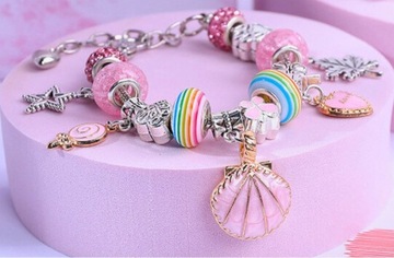 НАБОР ДЛЯ ИЗГОТОВЛЕНИЯ ОЖЕРЕЛЬЯ-БРАСЛЕТА РОЗОВЫЕ ПОДВЕСКИ СДЕЛАЙ САМ СДЕЛАЙ САМ