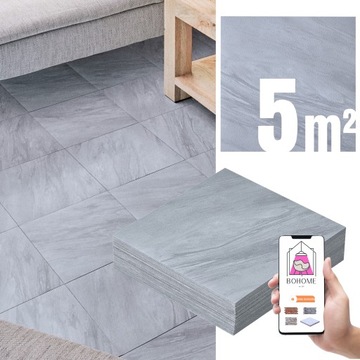 Płytki Winylowe Samoprzylepne 5m² JASNY SZARY MARMUR Kafelki parkiet panel