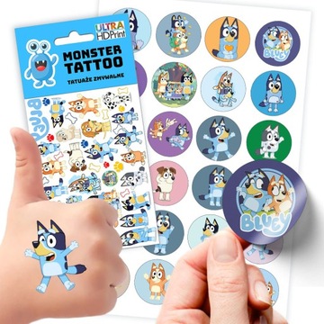 ZESTAW NAKLEJKI + TATUAŻE DLA DZIECI DZIECIĘCE BLUEY BLUE JAKOŚĆ