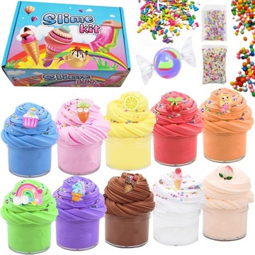 PACHNĄCE SLIME gluty lody babeczki ZESTAW DO ROBIENIA GLUTÓW 10szt
