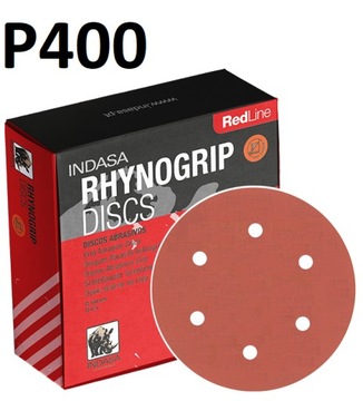 INDASA RED Krążki Ścierne Rzep 150mm 6H P400 x10
