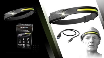 Самый мощный светодиодный налобный фонарь. USB-АККУМУЛЯТОР. Легкий спортивный налобный фонарь.