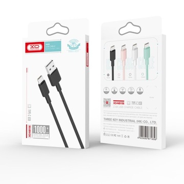 XO kabel do ładowania USB - USB-C 1m 2,4A czarny wytrzymały silikonowy