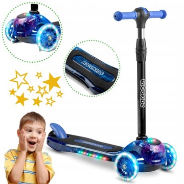 HULAJNOGA TRÓJKOŁOWA DLA DZIECI SKŁADANA Stabilna Jeździk Kółka LED Mała
