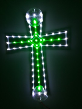 Tabliczka LED krzyż TIR biało/zielony TLKR-06