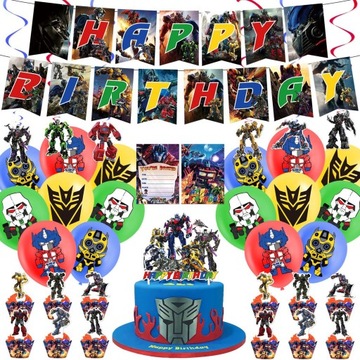 Dekoracja urodzinowa o tematyce Transformers