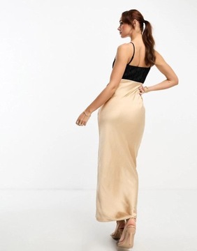 RIVER ISLAND SATYNOWA MAXI SUKIENKA NA RAMIĄCZKACH ŁĄCZENIE FLO NH8__XS