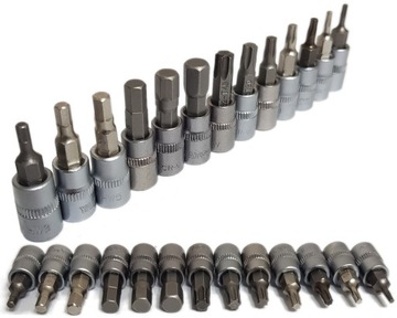 YATO - KLUCZE TRZPIENIOWE 1/4' ZESTAW NASADEK - TORX T8-T40 - HEX H3-H8