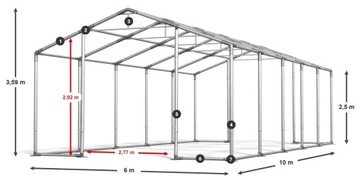 6x10 м [2,5 м] Палаточный зал Склад DAS 560 Вт