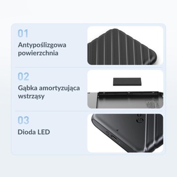 Корпус Orico для 2,5-дюймового жесткого диска SSD, USB-C 3.1 6 Гбит/с, черный + кабель USB-C