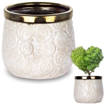 Osłonka Na Doniczkę CERAMICZNA Kremowo Złota Ø14cm