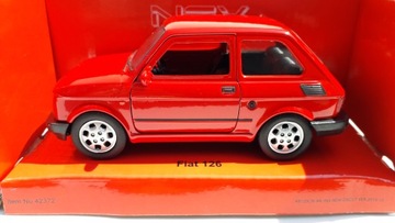 FIAT 126 MALUCH ЧЕРВОНИЙ МЕТАЛІЧНИЙ МОДЕЛЬ WELLY 1:34  фото 12