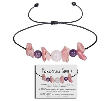 BRANSOLETKA DAMSKA KAMIEŃ AMULET POKOCHAJ SIEBIE