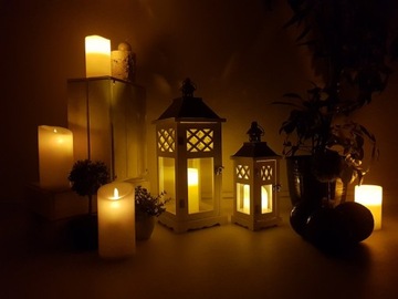 Фонарь Деревянный садовый фонарь, белый, комплект 2-в-1 для дома и дачи