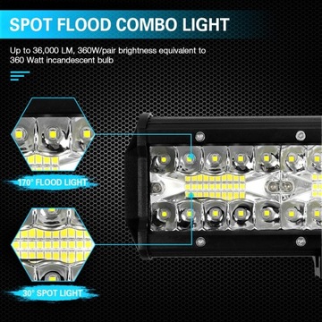 Светодиодный рабочий фонарь галогенный прожектор 180 Вт QUAD ATV