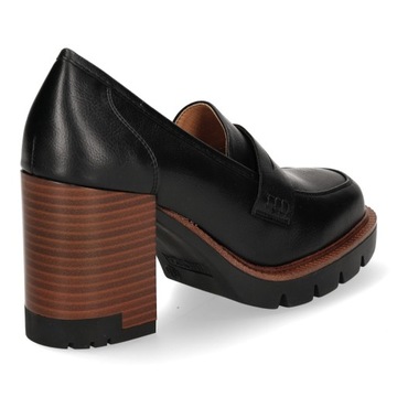 МОКАСИНЫ ЖЕНСКИЕ VINCEZA МОДНЫЕ ЧЕРНЫЕ ТУФЛИ НА КАБЛУКЕ R 37