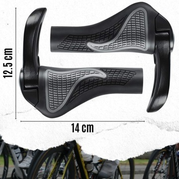 CHWYTY ROWEROWE ERGONOMICZNE GRIPY ROGI CZARNE ANTYPOŚLIZGOWE RĄCZKI