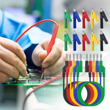 Измерительные провода для мультиметра длиной 1 м, 4 мм, двусторонние + 10 зажимов типа «крокодил»