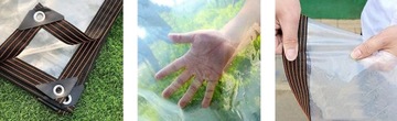 БРЕЗЕНТ ДЛЯ САДОВОЙ ТЕРРАСЫ ПРОЗРАЧНЫЙ Водонепроницаемый С СЕТОЧНЫМИ ПОЛОСАМИ 3х4м