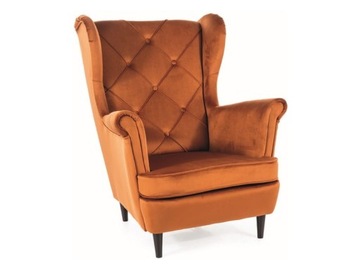 Fotel uszak tapicerowany LADY VELVET cynamonowy
