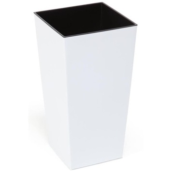 Doniczka kwadratowa plastikowa z wkładem 30x57cm biała