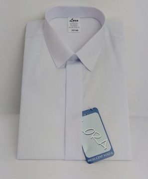 РУБАШКА ДЛЯ МАЛЬЧИКОВ, БЕЛАЯ, С ЗАКРЫТЫМИ ПУГОВИНАМИ 34/152