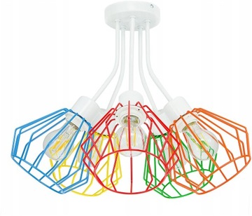 LAMPA DLA DZIECI ŻYRANDOL KOLOROWE ABAŻURY WISZĄCA SUFITOWA LED E27 BRYLANT