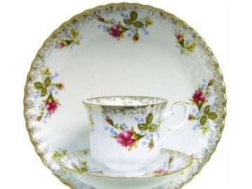 001 BULIONÓWKA 300 + SPODEK 16 Róża Złota IWONA MALCER porcelana 12/24