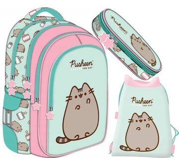 ZESTAW PLECAK SZKOLNY TORNISTER St.Majewski PUSHEEN+PIÓRNIK+WOREK