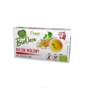 KOSTKA ROSOŁOWA mięsna BIO BULION WOŁOWY ekologiczny 6szt x11g 66g BIOOAZA