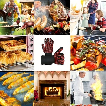 ПЕРЧАТКИ ДЛЯ ГРИЛЯ 2 ШТ. 800°C ЖАРОСТОЙКИЕ КУХОННЫЕ
