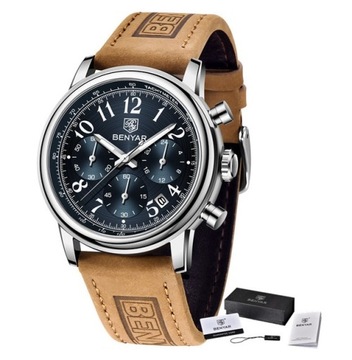 ZEGAREK BENYAR MĘSKI ELEGANCKI CHRONOGRAF +PUDEŁKO