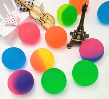 40x МЯЧИ МЯЧИ ДЛЯ прыжков РЕЗИНОВЫЕ МЯЧИ АНТИСТРЕСС ДВУЦВЕТНАЯ радуга