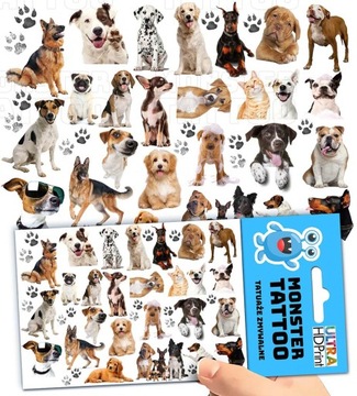 TATUAŻE TYMCZASOWE TYMCZASOWE DLA DZIECI PSY PIESKI WZORY ORYGINALNE
