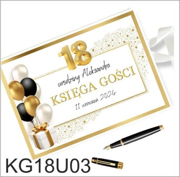 Księga gości 18 urodziny personalizowana 100 stron atłasowa wstążka
