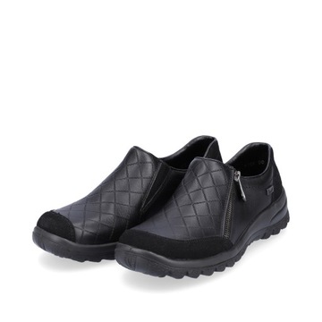 RIEKER TEX czarne skórzane buty, półbuty L7156-00