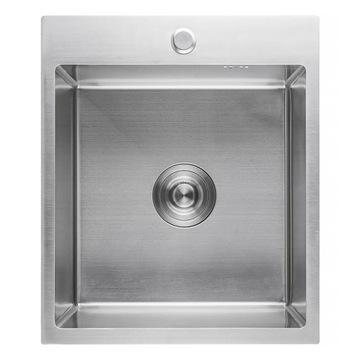 Zlewozmywak kuchenny stalowy 50x50 inox + syfon zlew jednokomorowy srebrny