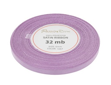 WSTĄŻKA TASIEMKA SATYNOWA ATŁASOWA OZDOBNA DEKORACYJNA 6MM 32MB LAWENDOWA