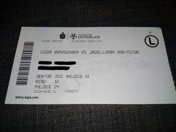 Bilet Legia Warszawa - Jagiellonia 22.02.2020