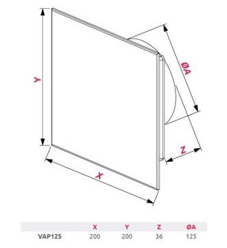 ПОТОЛОЧНАЯ ПАНЕЛЬ AWENTA АНЕМОСТАТ VAP125, БЕЛАЯ