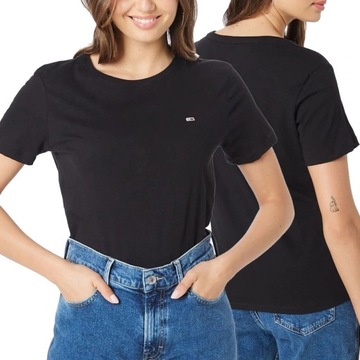 Tommy Jeans t-shirt koszulka damska Regular Fit czarna DW0DW14616-BDS L