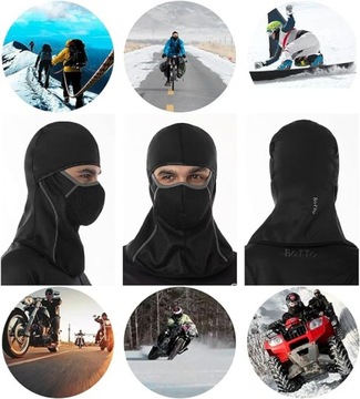 ROTTO Балаклава для мотоцикла под шлемом, для велосипедных лыж, ветрозащитная, черная