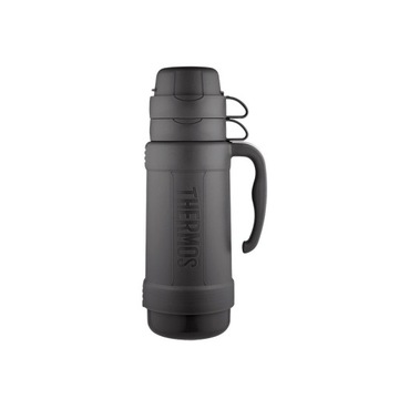 Szklany termos z dwoma kubkami THERMOS czarny 1l