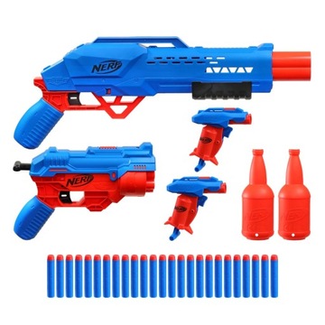 ZESTAW x4 PISTOLET KARABIN NERF Alpha Strike + Cele i 25 STRZAŁEK